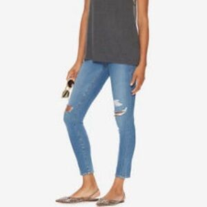 Frame Denim Le Skinny de Jeanne distressed frayed hem mid tone jeans USA size 26